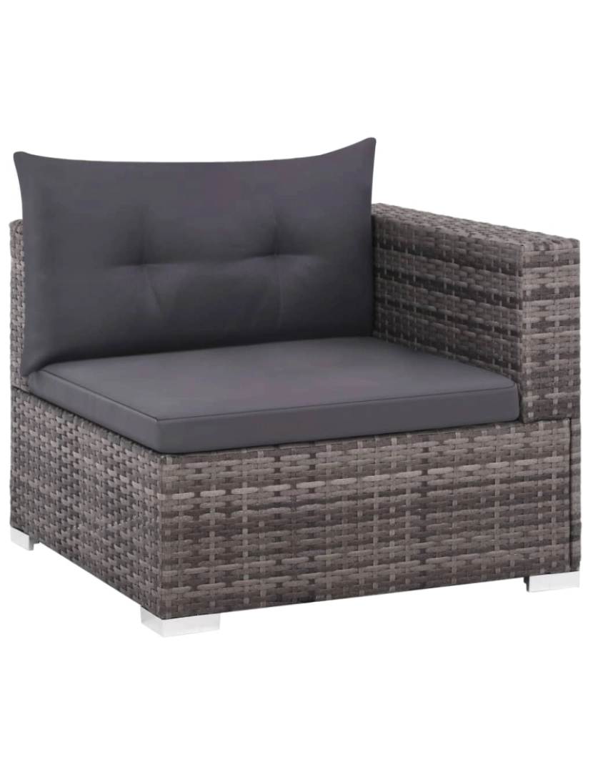 imagem de vidaXL 3 pcs conjunto lounge de jardim c/ almofadões vime PE cinzento5