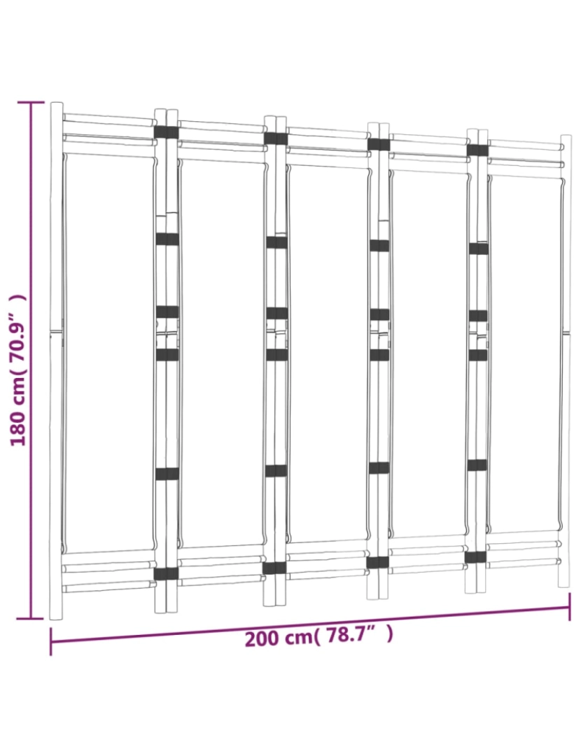 imagem de vidaXL Divisória/biombo com 5 painéis dobráveis 200 cm bambu e lona10