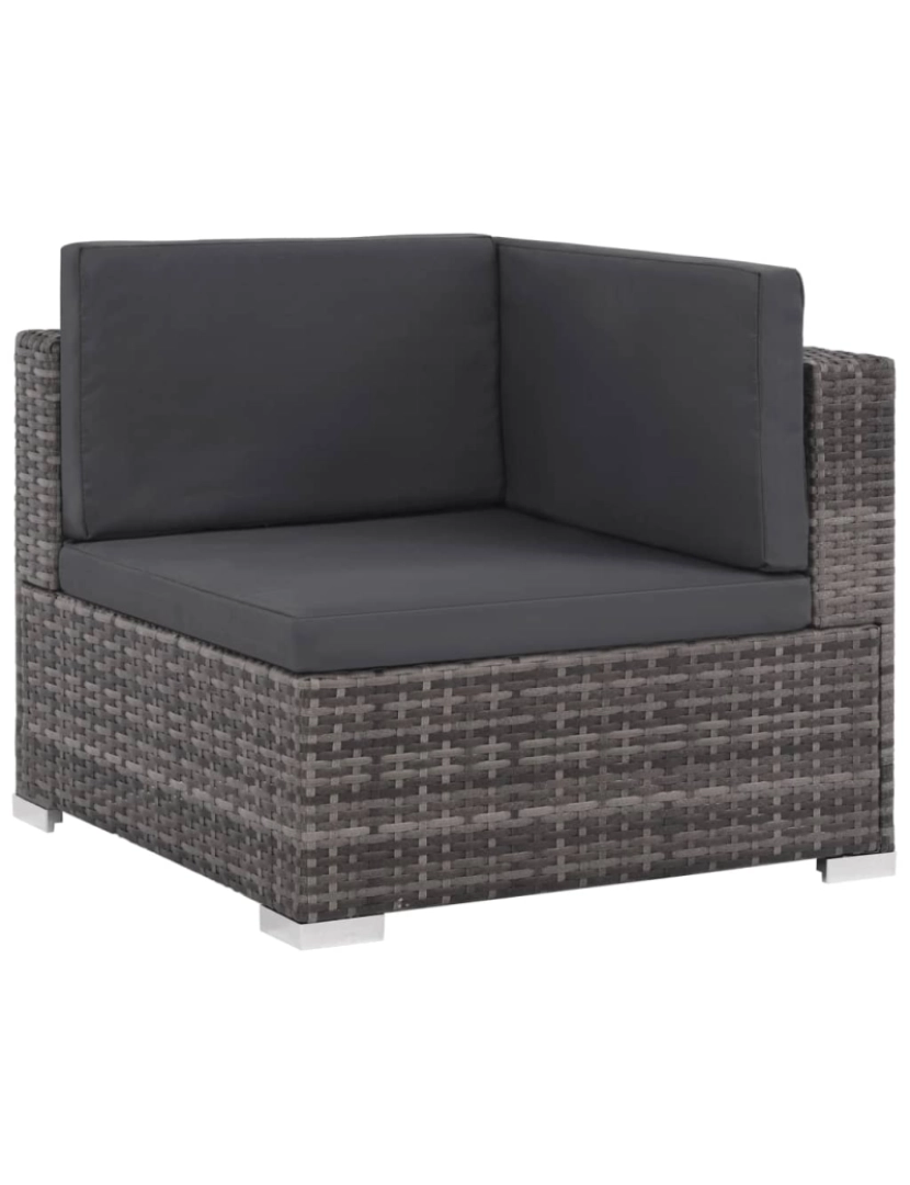 imagem de vidaXL 6 pcs conjunto lounge de jardim c/ almofadões vime PE cinzento3