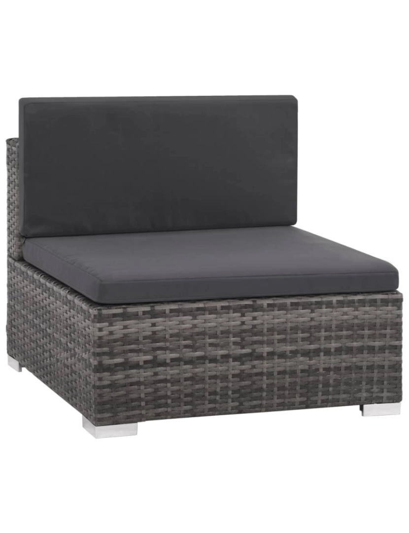 imagem de vidaXL 6 pcs conjunto lounge de jardim c/ almofadões vime PE cinzento4