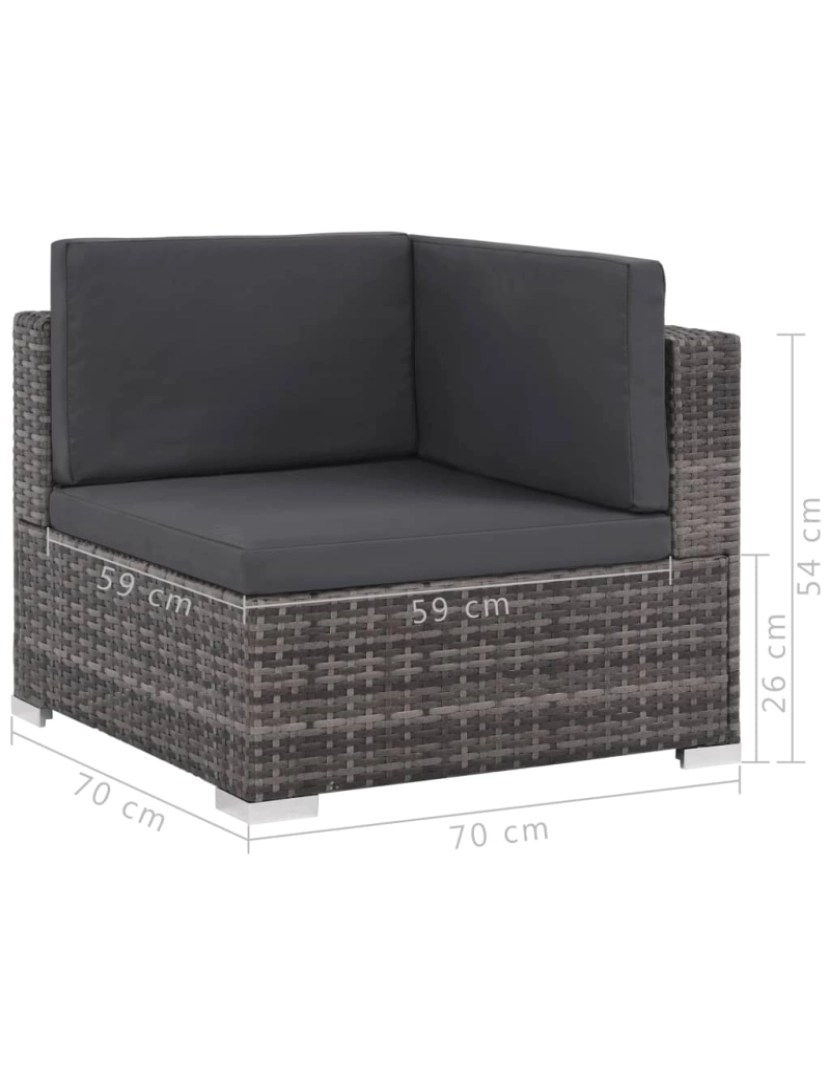 imagem de vidaXL 6 pcs conjunto lounge de jardim c/ almofadões vime PE cinzento7