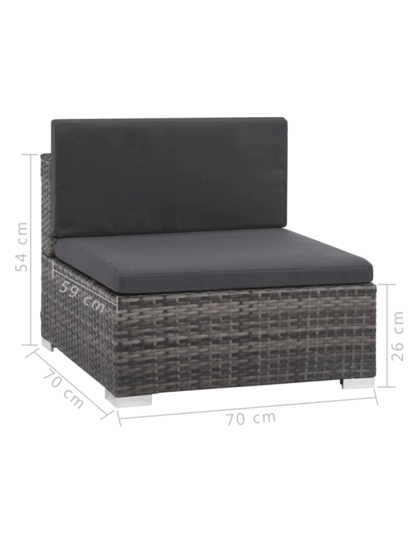 imagem de vidaXL 6 pcs conjunto lounge de jardim c/ almofadões vime PE cinzento8