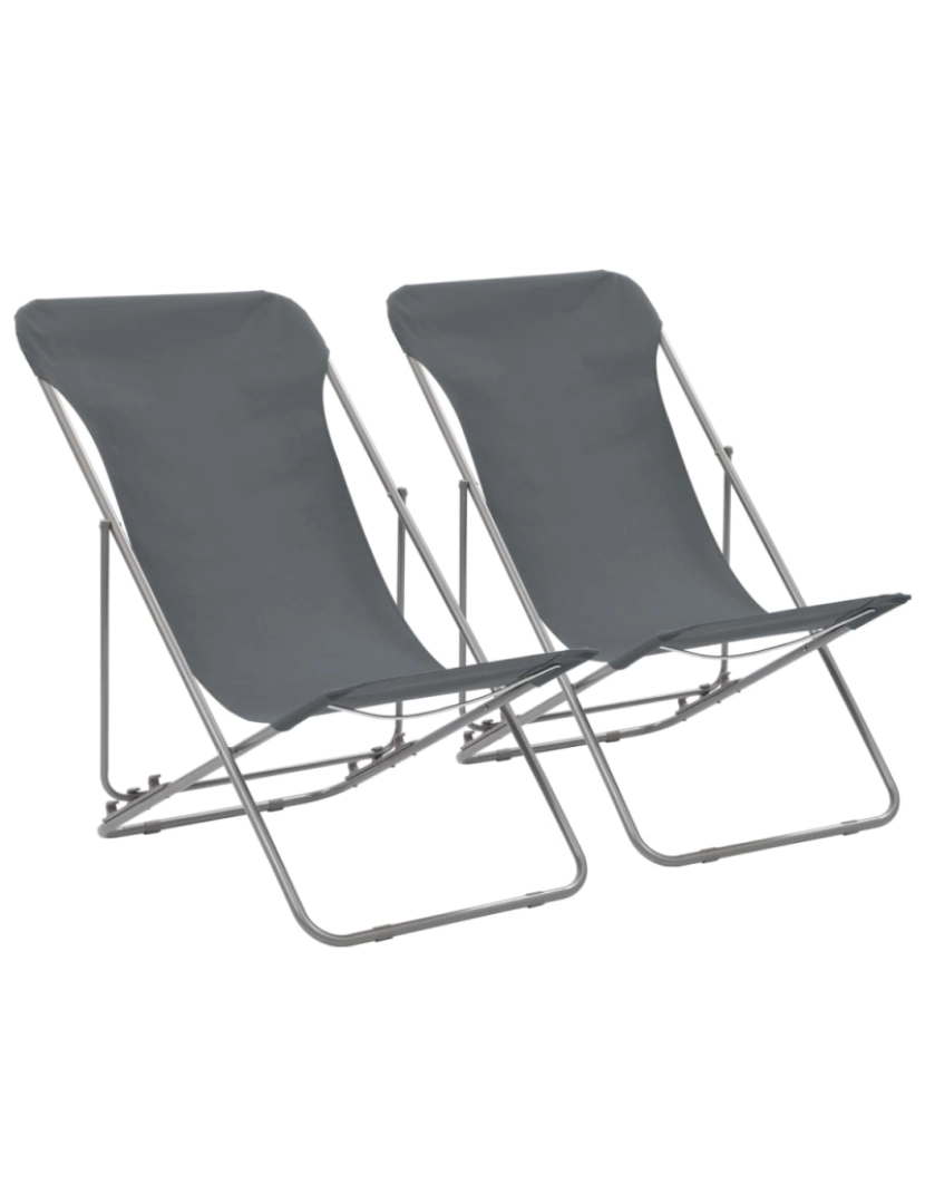 Vidaxl - vidaXL Cadeiras de praia dobráveis 2 pcs aço e tecido oxford cinzento