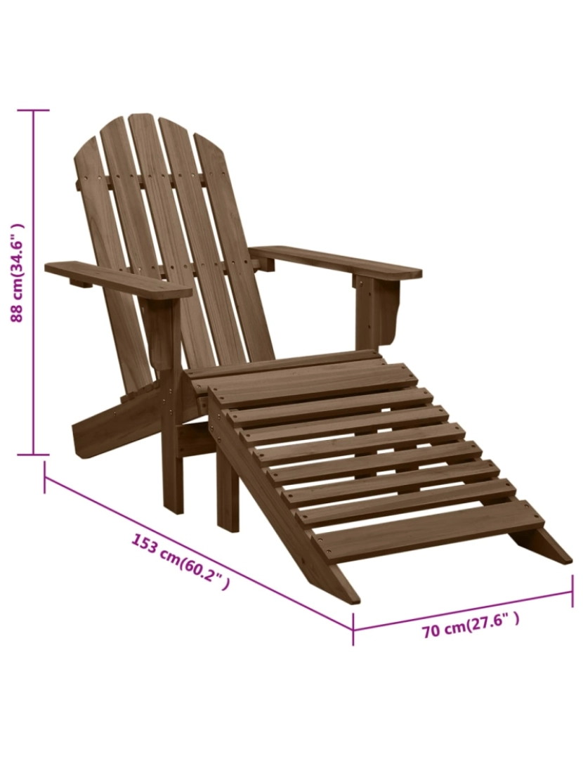 imagem de vidaXL Cadeira de jardim com otomano madeira castanho9