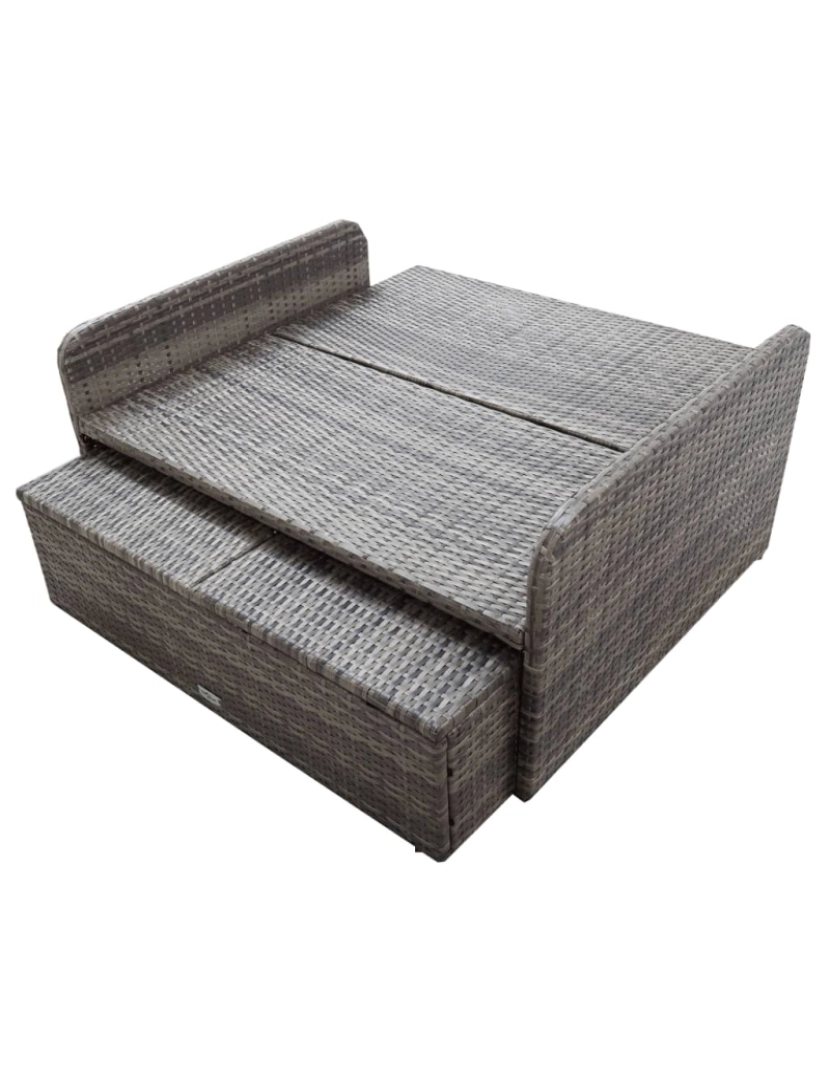 imagem de vidaXL 2 pcs conjunto lounge de jardim c/ almofadões vime PE cinzento10