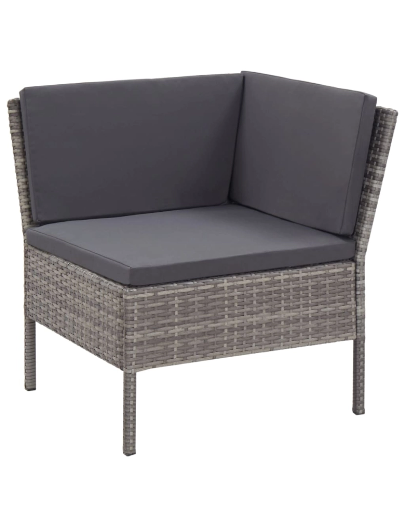 imagem de vidaXL Conjunto lounge de jardim c/ almofadões 3 pcs vime PE cinzento6