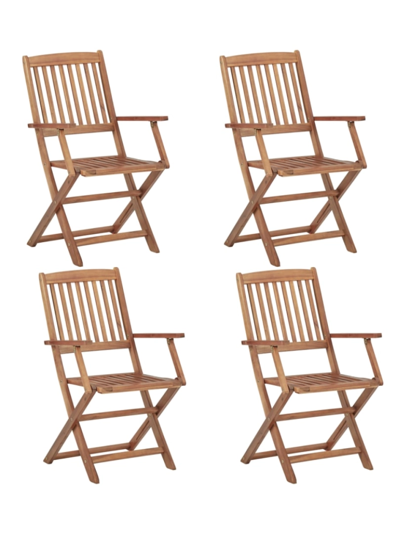 imagem de vidaXL Cadeiras de jardim dobráveis c/ almofadões 4 pcs acácia maciça4