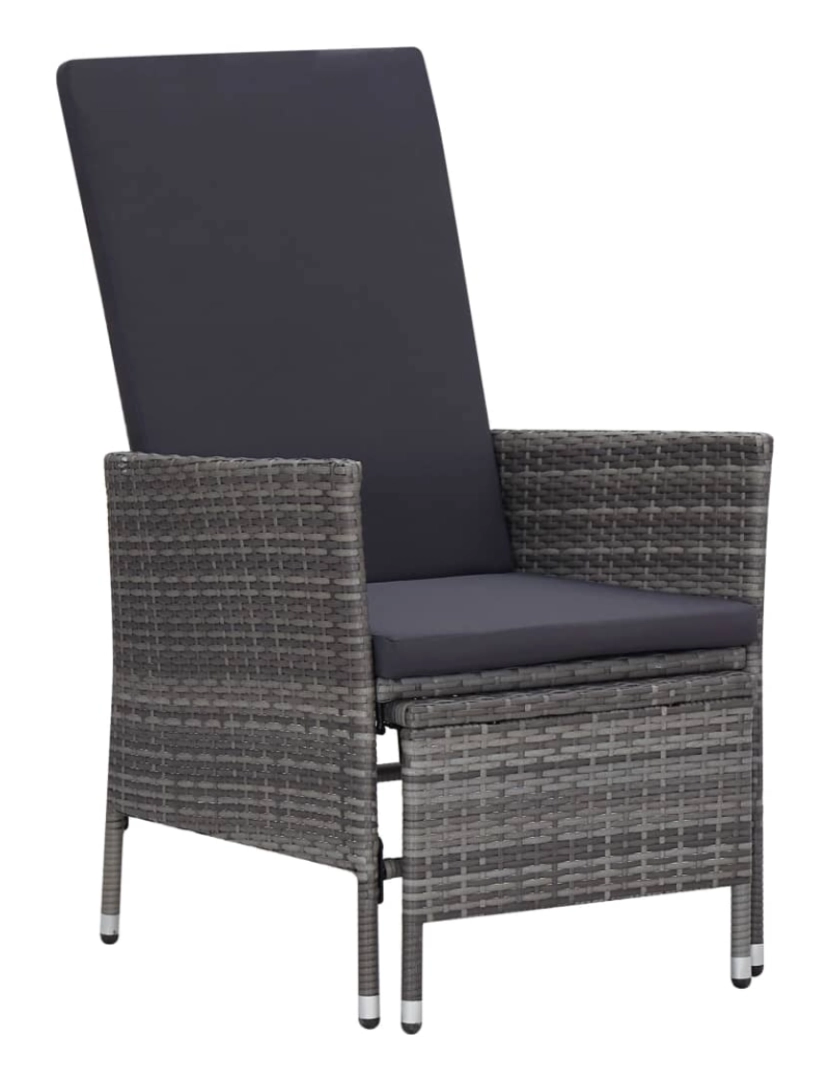 Vidaxl - vidaXL Cadeira de jardim reclinável com almofadões vime PE cinzento