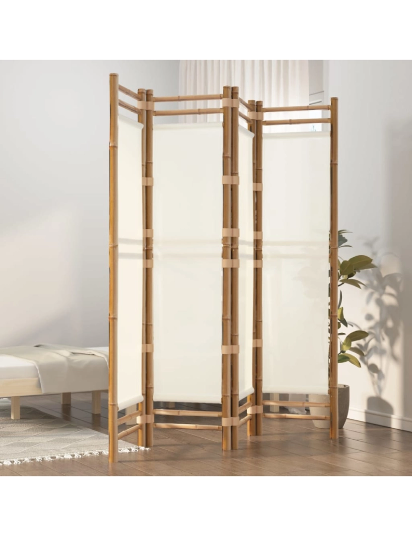 Vidaxl - vidaXL Biombo com 4 painéis dobráveis bambu e lona 160 cm