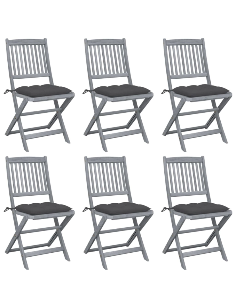 Vidaxl - vidaXL Cadeiras exterior dobráveis c/ almofadões 6 pcs acácia maciça