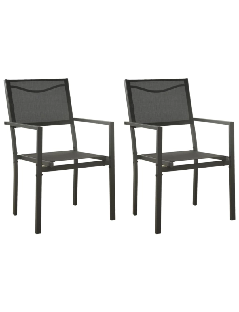 imagem de vidaXL Cadeiras de jardim 2 pcs textilene e aço preto/antracite1