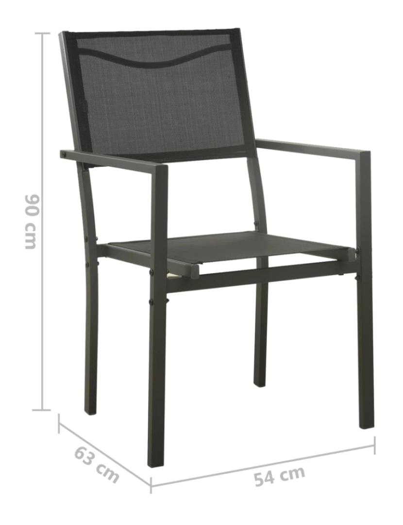 imagem de vidaXL Cadeiras de jardim 2 pcs textilene e aço preto/antracite9