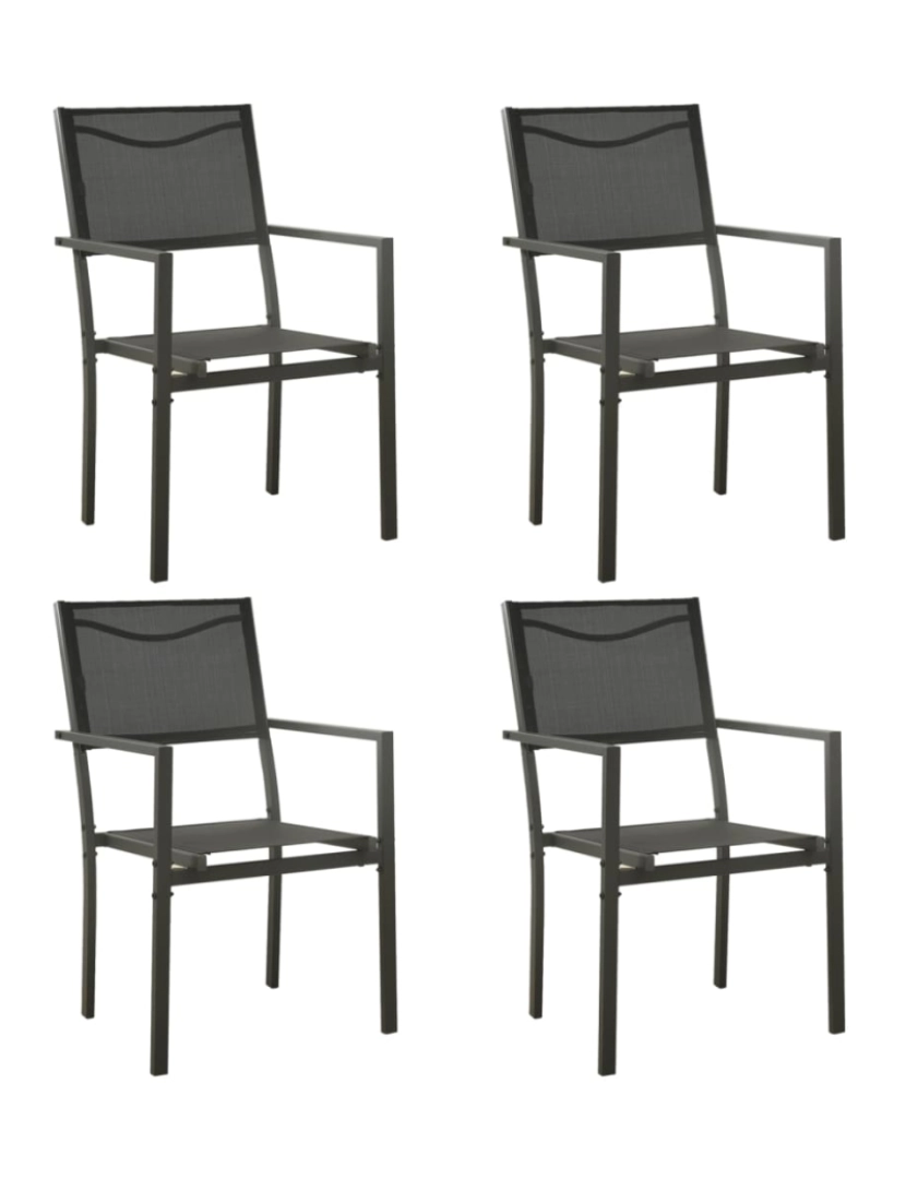 imagem de vidaXL Cadeiras de jardim 4 pcs textilene e aço preto/antracite1