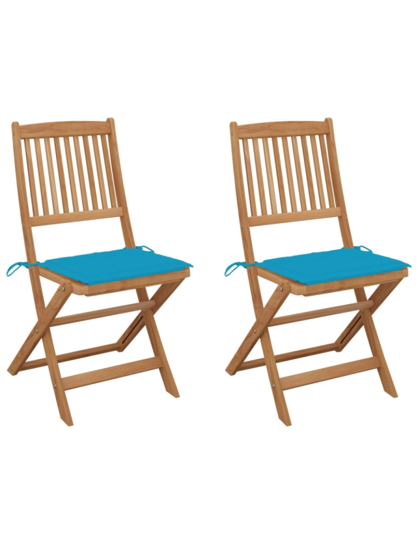 imagem de vidaXL Cadeiras de jardim dobráveis c/ almofadões 2 pcs acácia maciça1