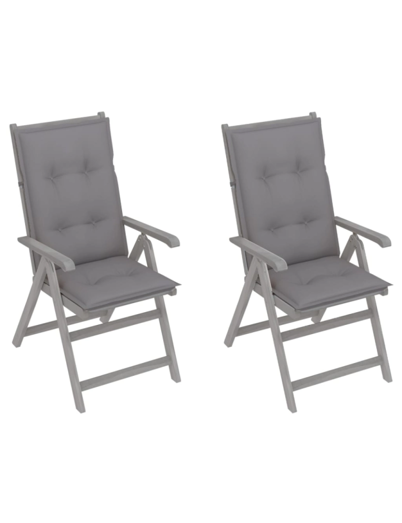 imagem de vidaXL Cadeiras jardim reclináveis c/ almofadões 2 pcs acácia maciça1