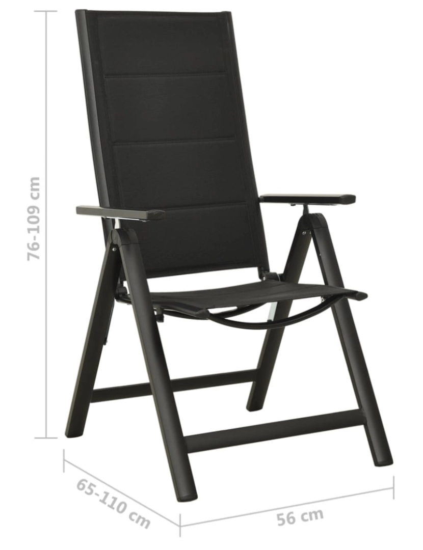 imagem de vidaXL Cadeiras de jardim dobráveis 2 pcs textilene e alumínio preto10