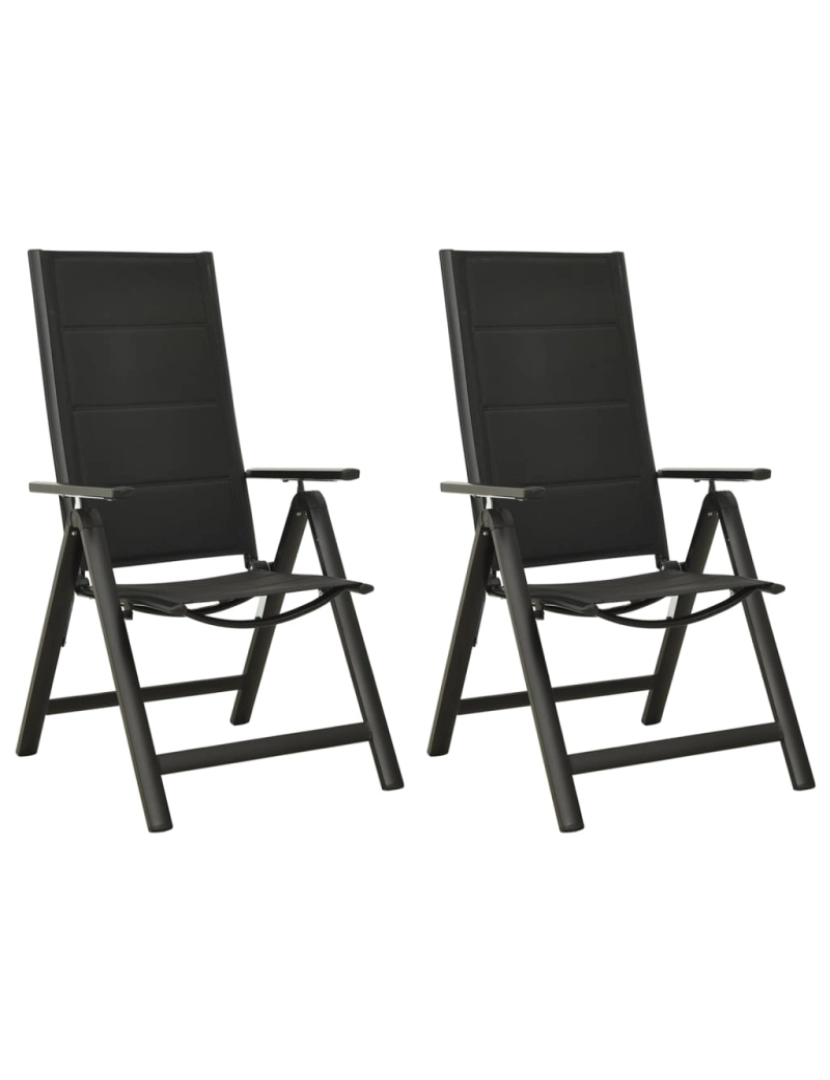 imagem de vidaXL Cadeiras de jardim dobráveis 2 pcs textilene e alumínio preto2