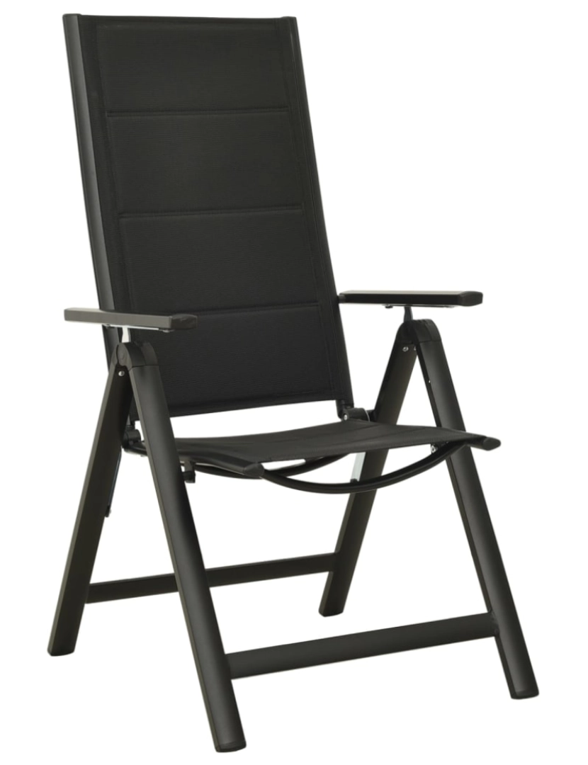 imagem de vidaXL Cadeiras de jardim dobráveis 2 pcs textilene e alumínio preto3