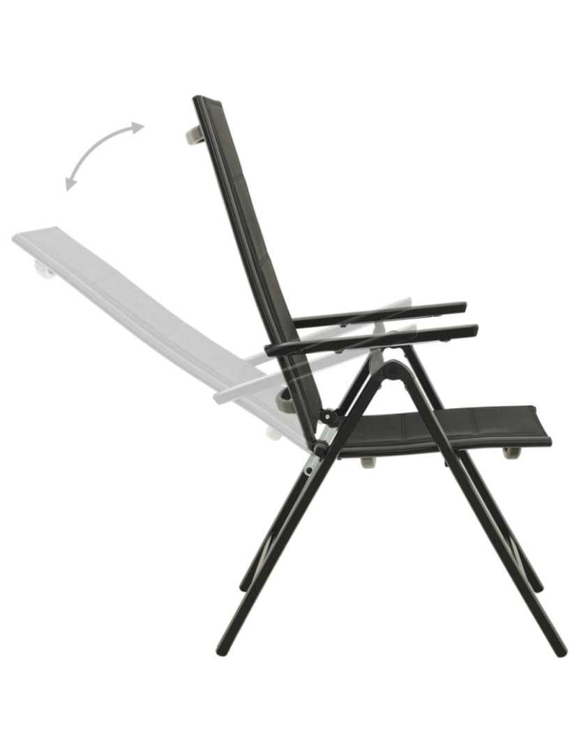 imagem de vidaXL Cadeiras de jardim dobráveis 2 pcs textilene e alumínio preto7