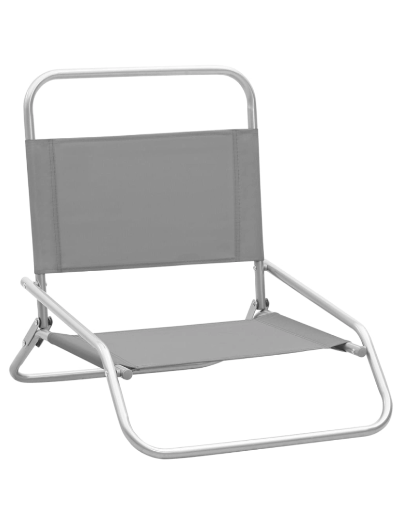 imagem de vidaXL Cadeiras de praia dobráveis 2 pcs tecido cinzento3