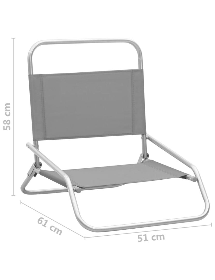 imagem de vidaXL Cadeiras de praia dobráveis 2 pcs tecido cinzento9