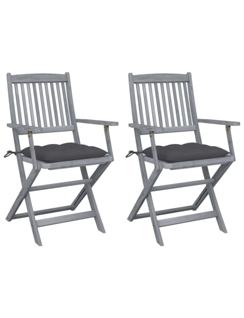 Vidaxl - vidaXL Cadeiras exterior dobráveis c/ almofadões 2 pcs acácia maciça