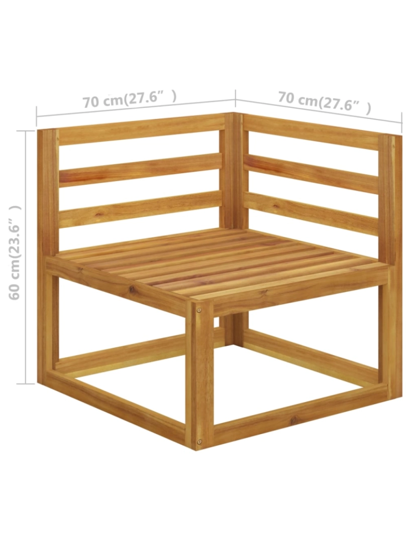 imagem de vidaXL Sofá de canto seccional e almofadão branco nata acácia maciça6