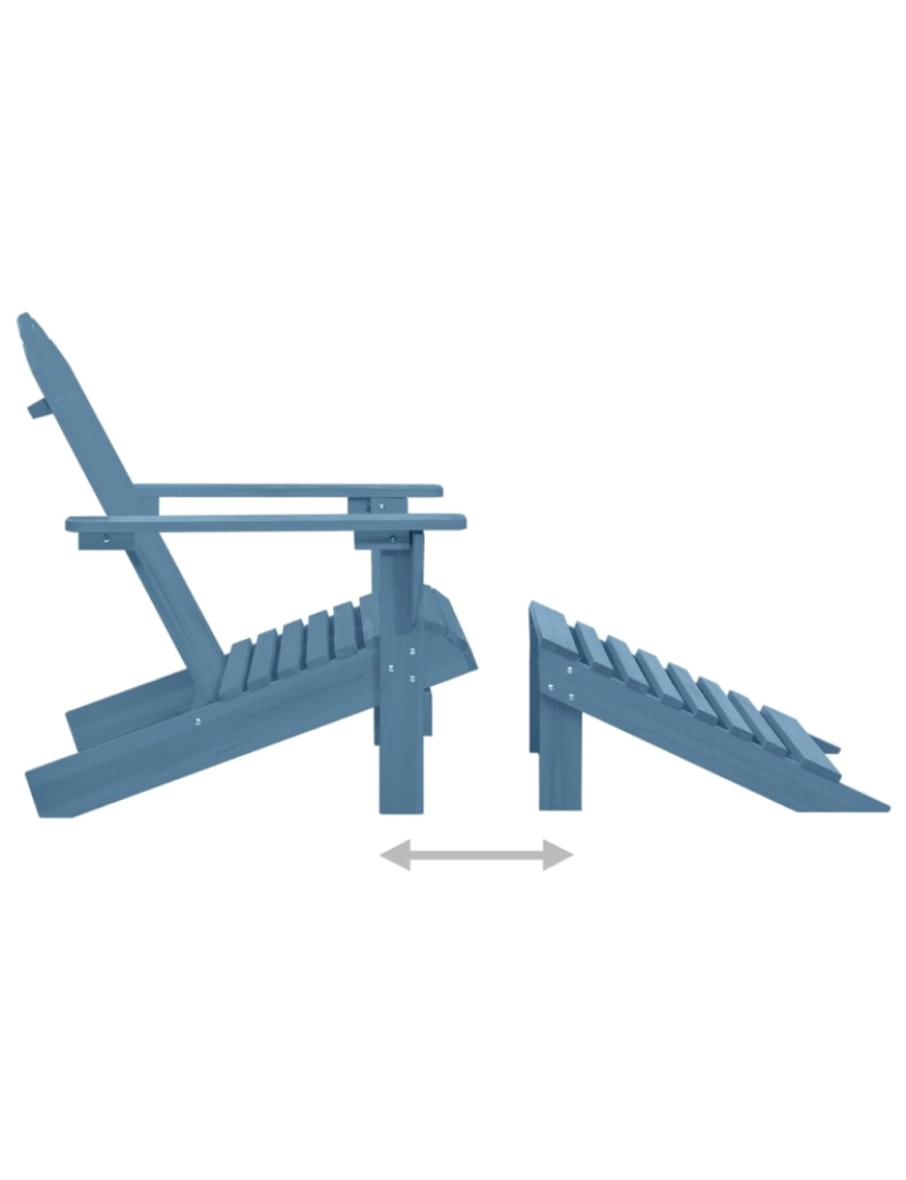 imagem de vidaXL Cadeira Adirondack para jardim com otomano abeto maciço azul6
