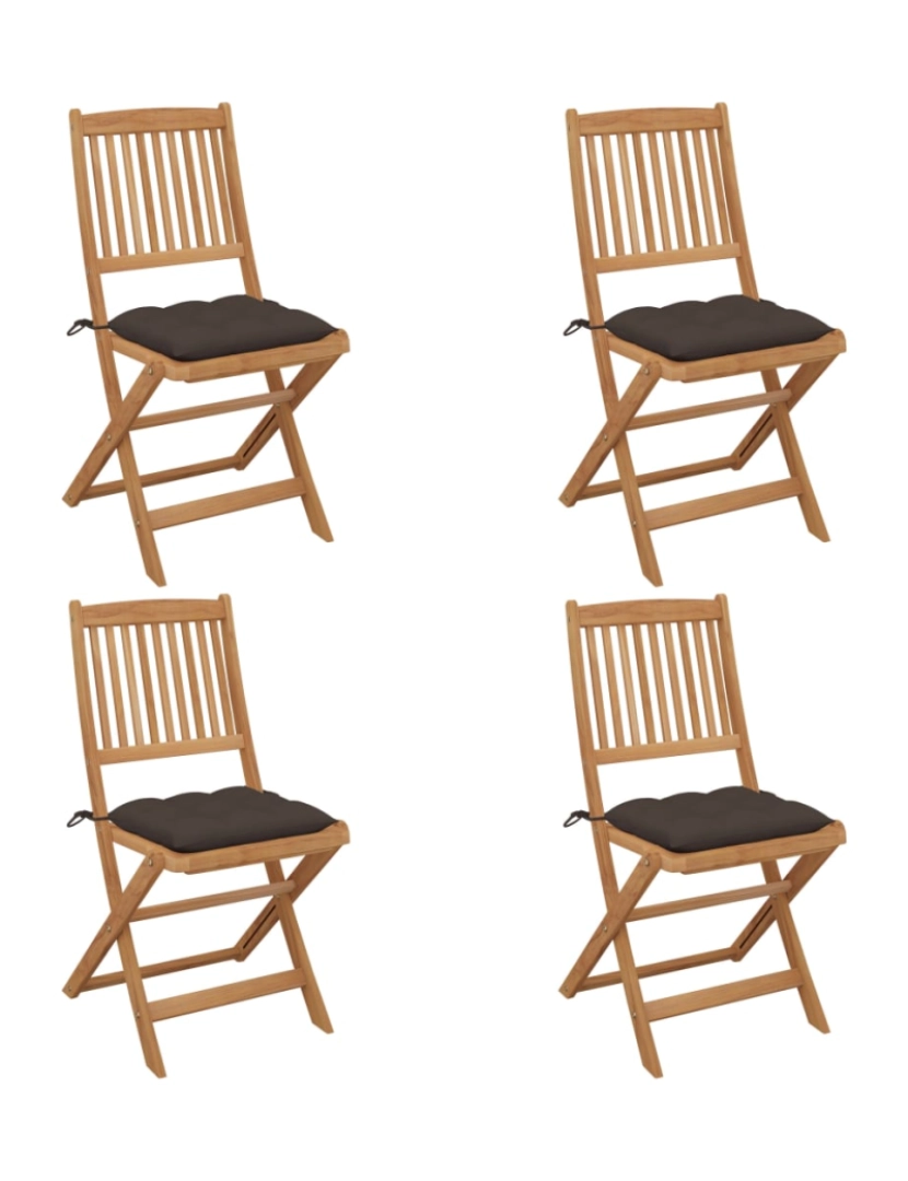 imagem de vidaXL Cadeiras de jardim dobráveis c/ almofadões 4 pcs acácia maciça1