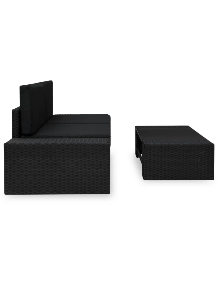 imagem de vidaXL 3 pcs conjunto lounge para jardim vime PE preto4