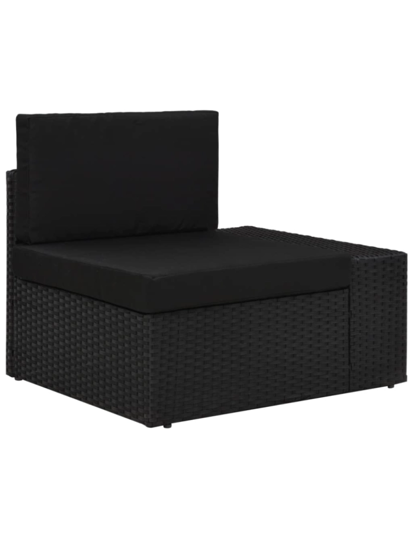 imagem de vidaXL 3 pcs conjunto lounge para jardim vime PE preto6