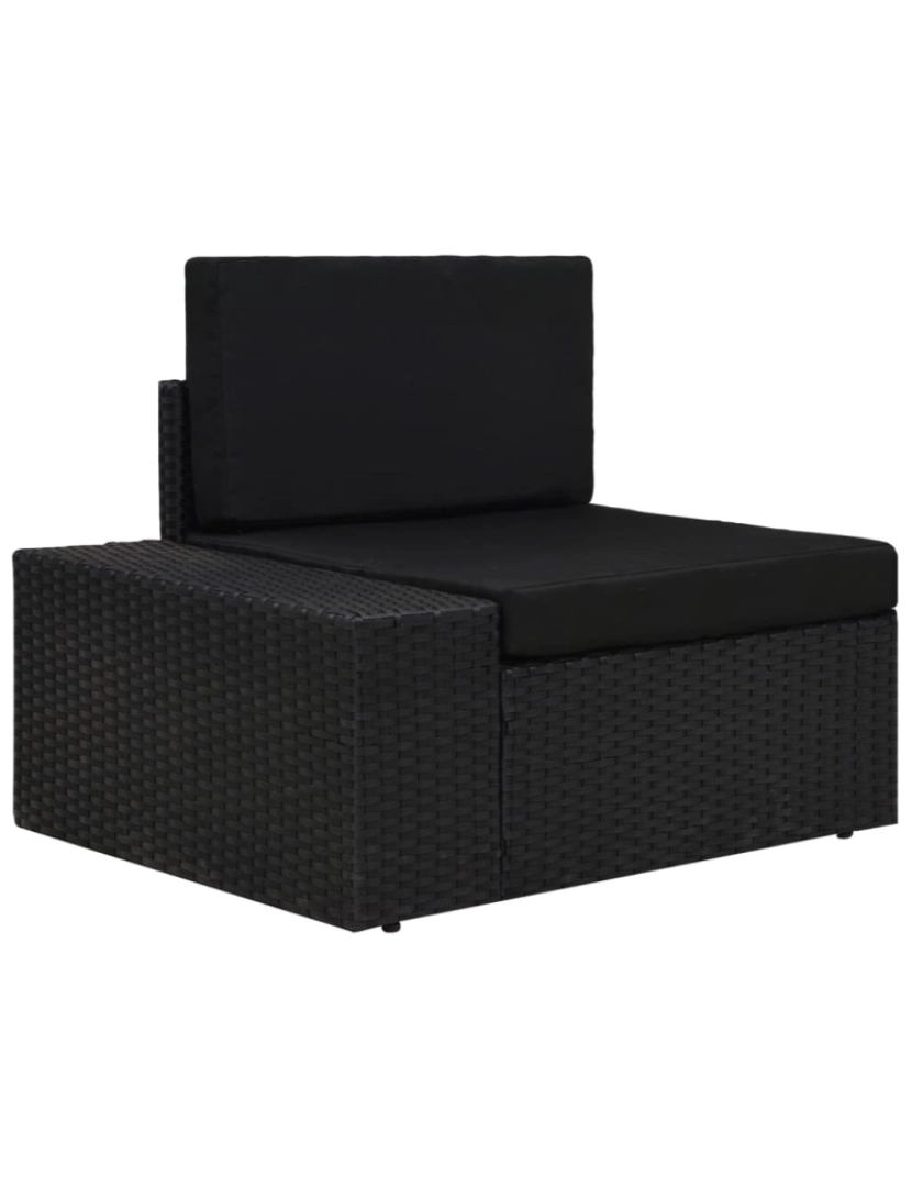 imagem de vidaXL 3 pcs conjunto lounge para jardim vime PE preto8