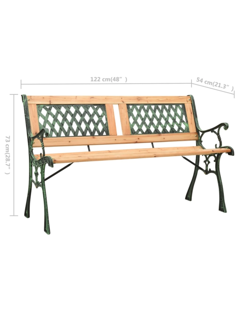 imagem de vidaXL Banco de jardim 122 cm ferro fundido e madeira de abeto maciça7