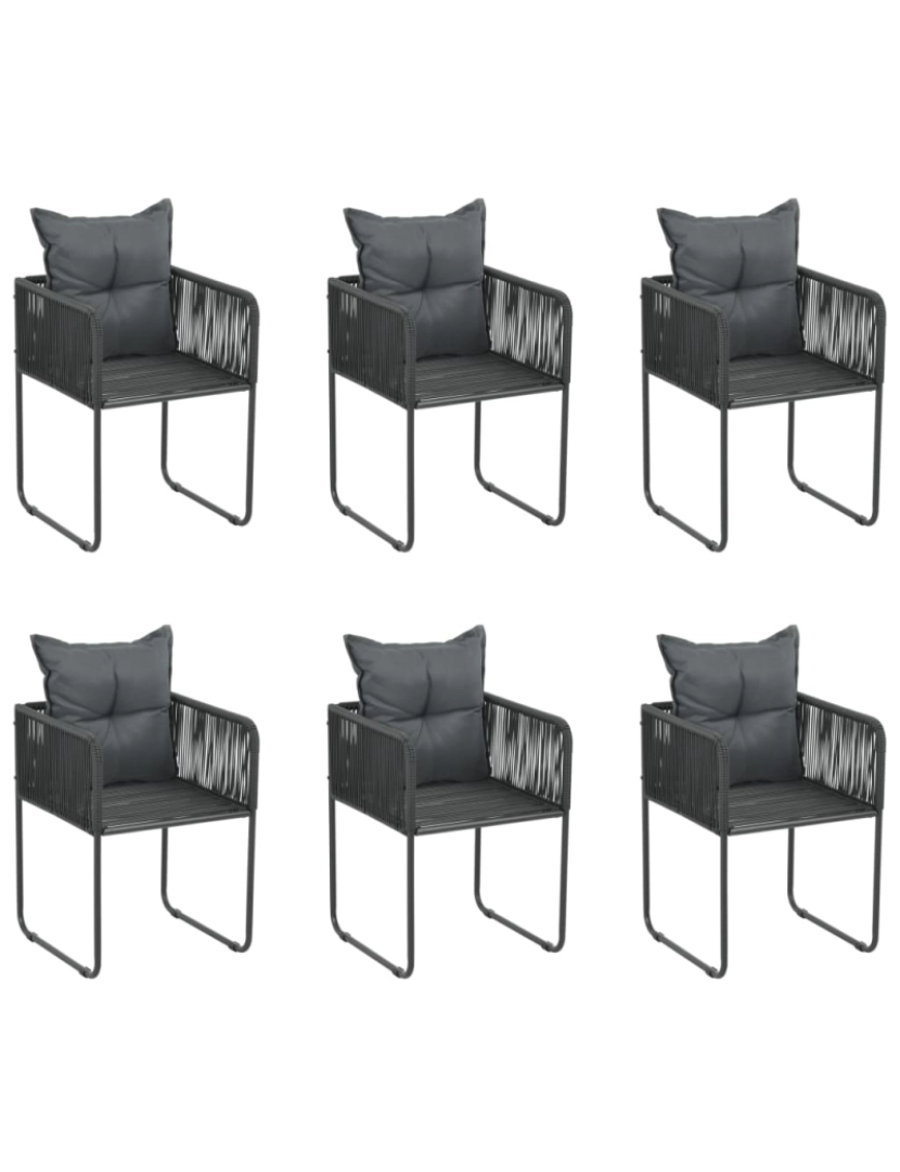 Vidaxl - vidaXL Cadeiras de exterior 6 pcs c/ almofadões vime PE preto