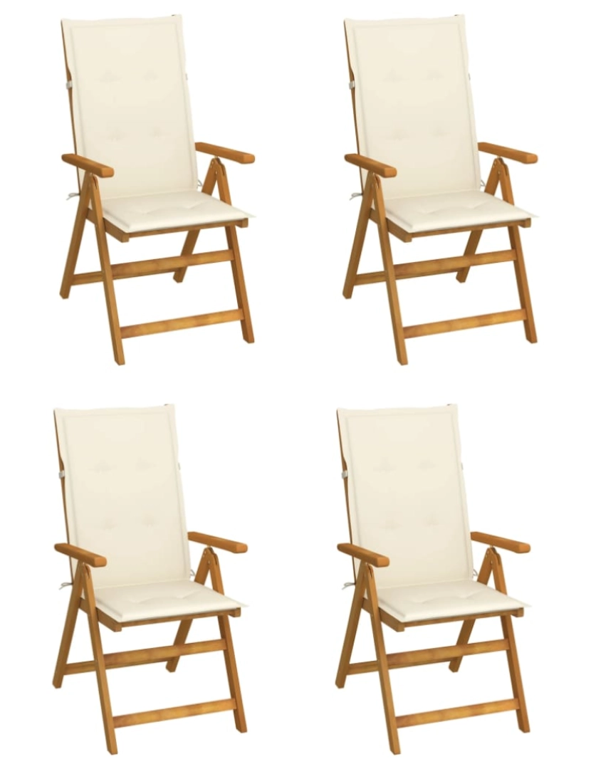 Vidaxl - vidaXL Cadeiras jardim reclináveis c/ almofadões 4 pcs acácia maciça