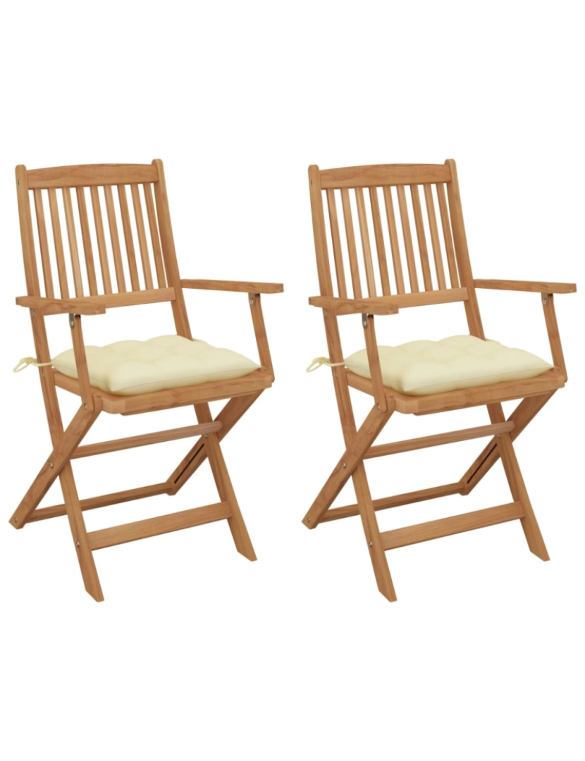 imagem de vidaXL Cadeiras de jardim dobráveis c/ almofadões 2 pcs acácia maciça1
