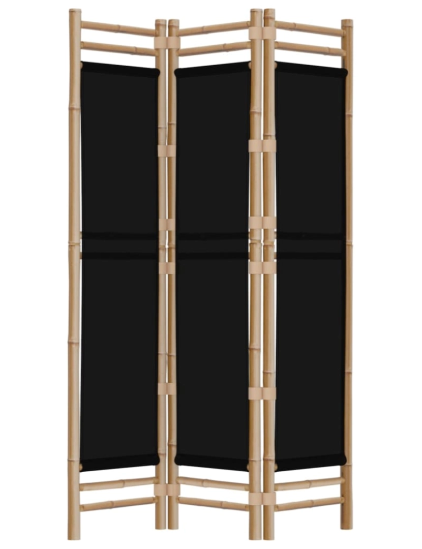 imagem de vidaXL Divisória/biombo com 3 painéis dobráveis 120 cm bambu e lona3
