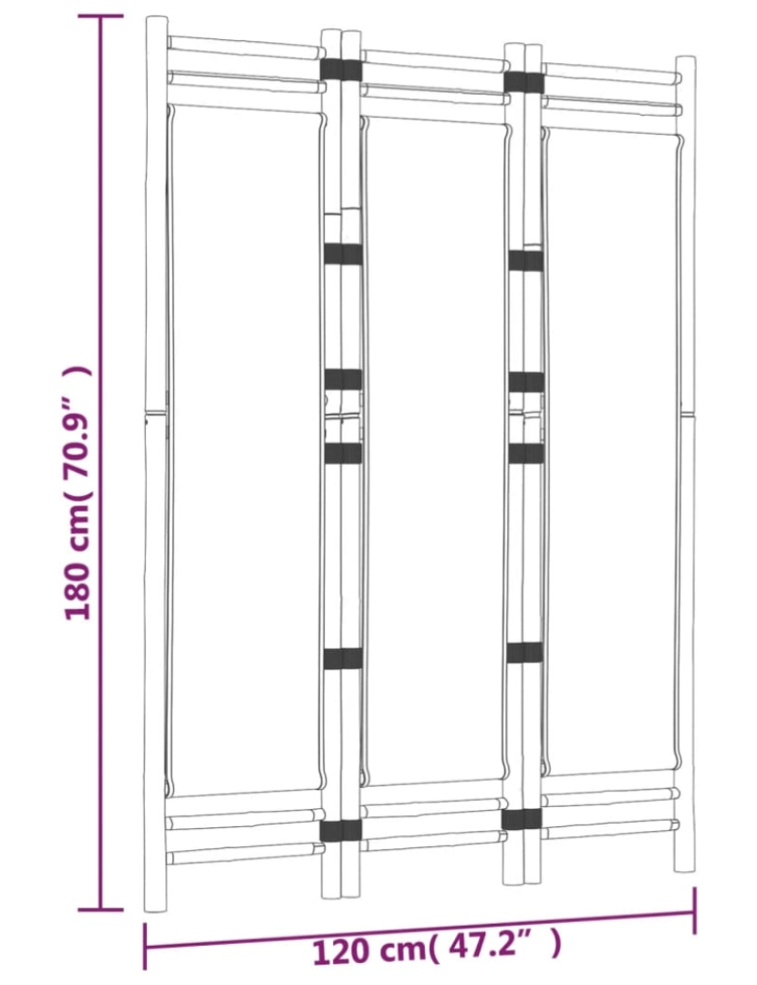 imagem de vidaXL Divisória/biombo com 3 painéis dobráveis 120 cm bambu e lona10