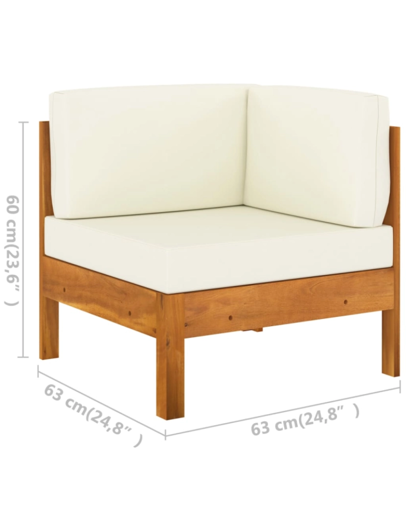 imagem de vidaXL 2 pcs conj. lounge de jardim c/ almofadões branco nata acácia8