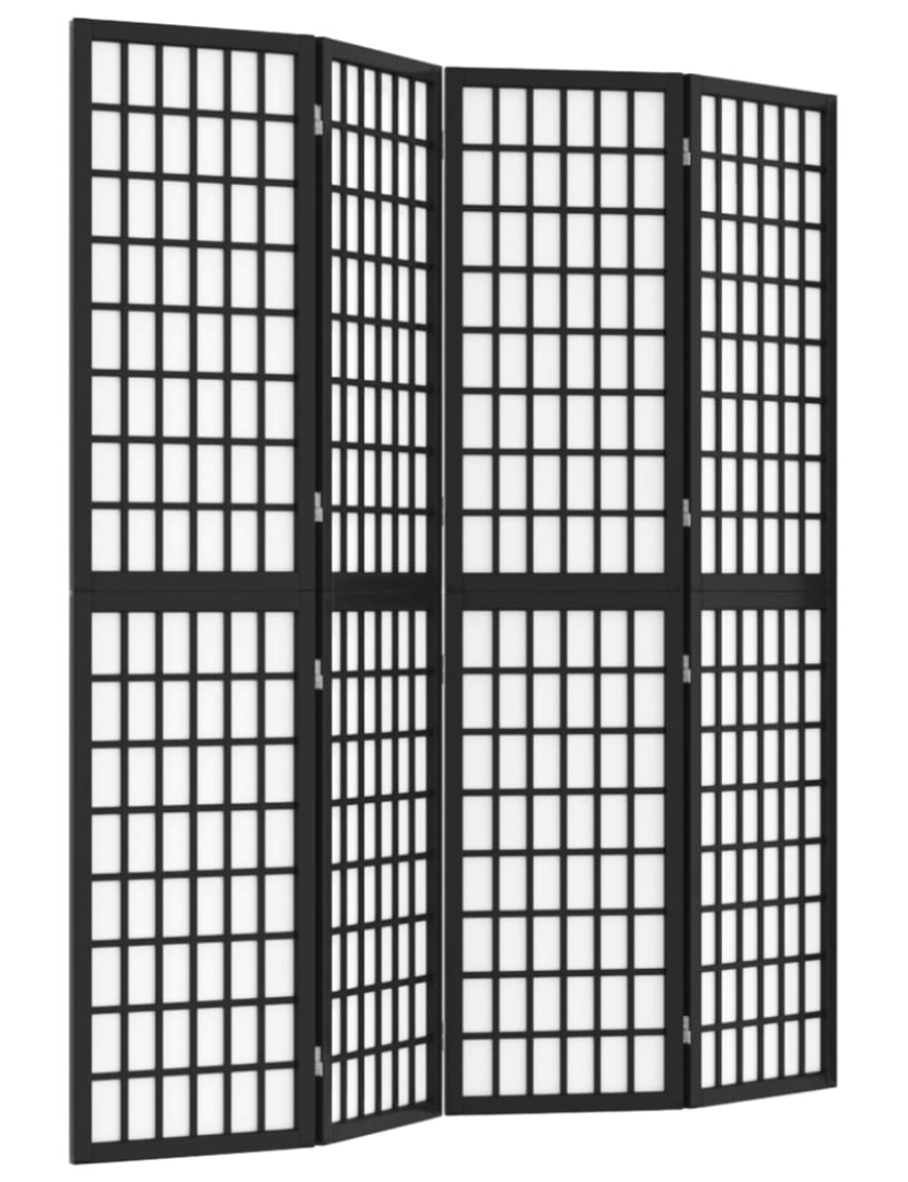 imagem de vidaXL Biombo dobrável com 4 painéis estilo japonês 160x170 cm preto3