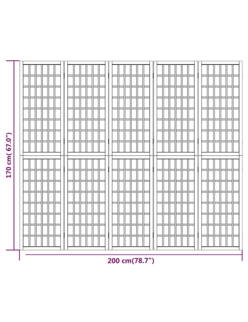 imagem de vidaXL Biombo dobrável com 5 painéis estilo japonês 200x170 cm branco8