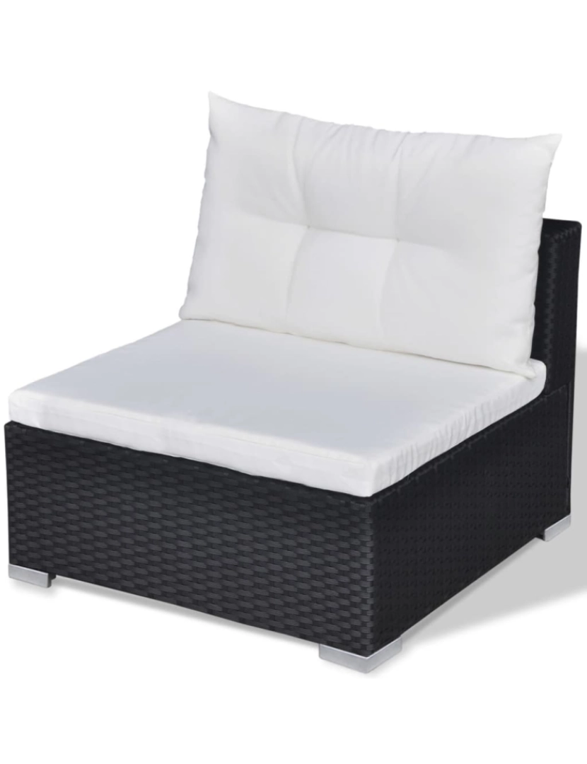 imagem de vidaXL 10 pcs conjunto lounge de jardim c/ almofadões vime PE preto9