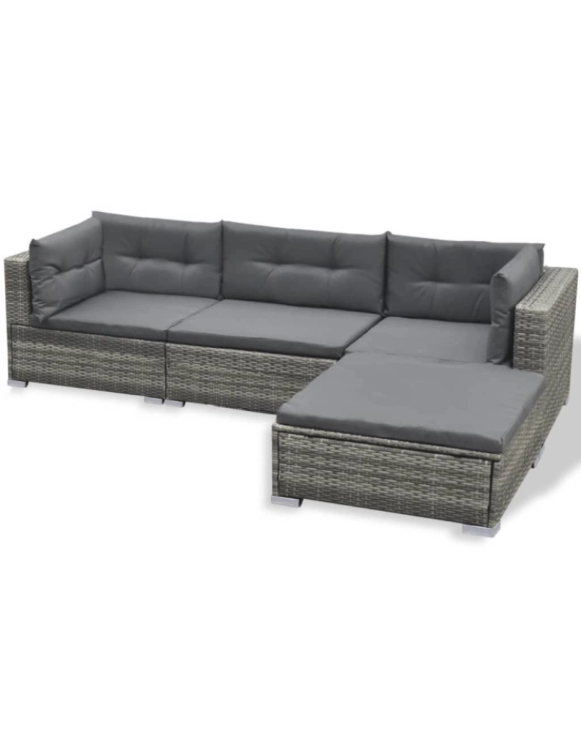 imagem de vidaXL 6 pcs conjunto lounge de jardim c/ almofadões vime PE cinzento6