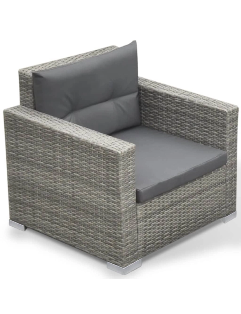 imagem de vidaXL 6 pcs conjunto lounge de jardim c/ almofadões vime PE cinzento7