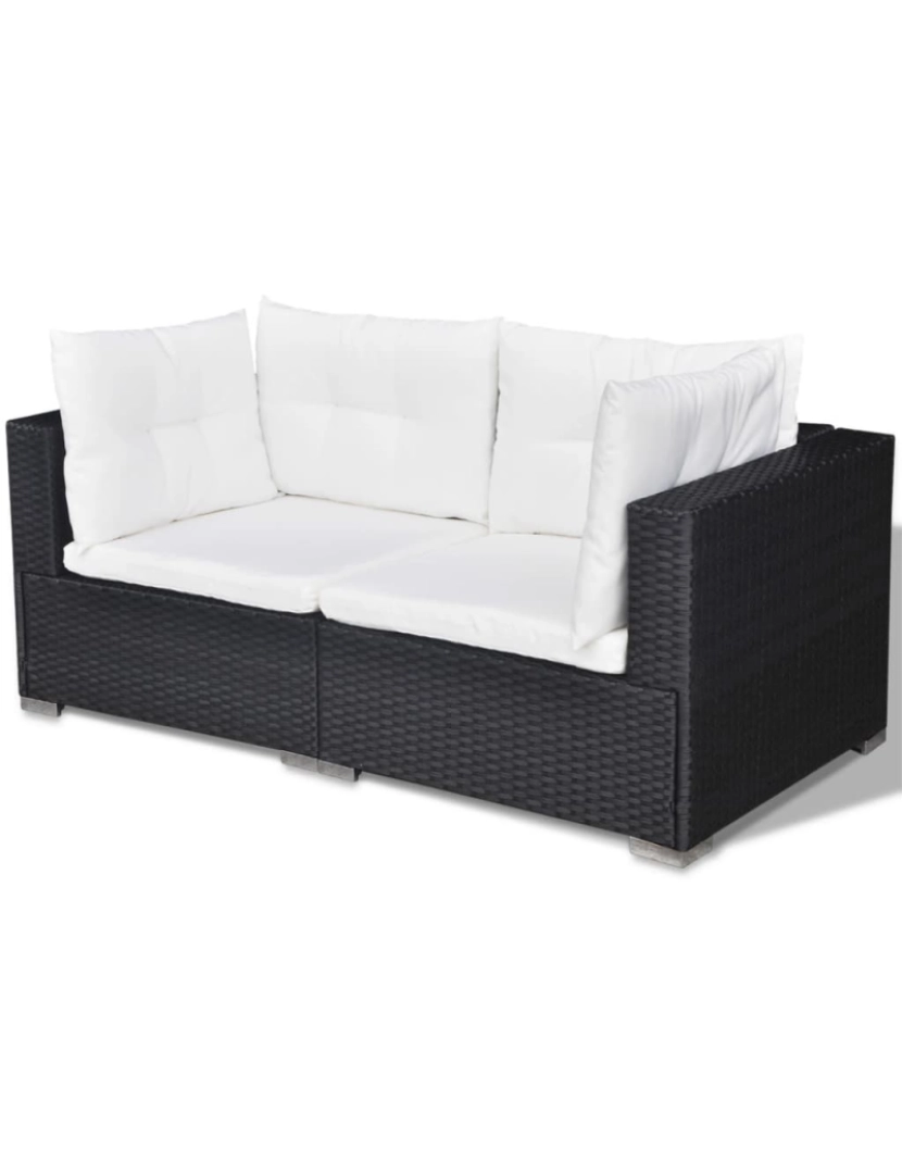 imagem de vidaXL 6 pcs conjunto lounge de jardim c/ almofadões vime PE preto10