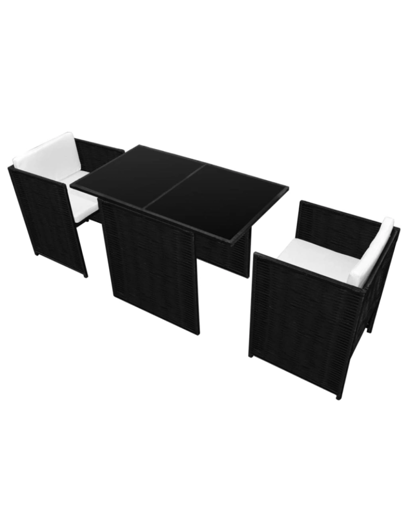 imagem de vidaXL 3 pcs conjunto bistrô com almofadões vime PE preto4