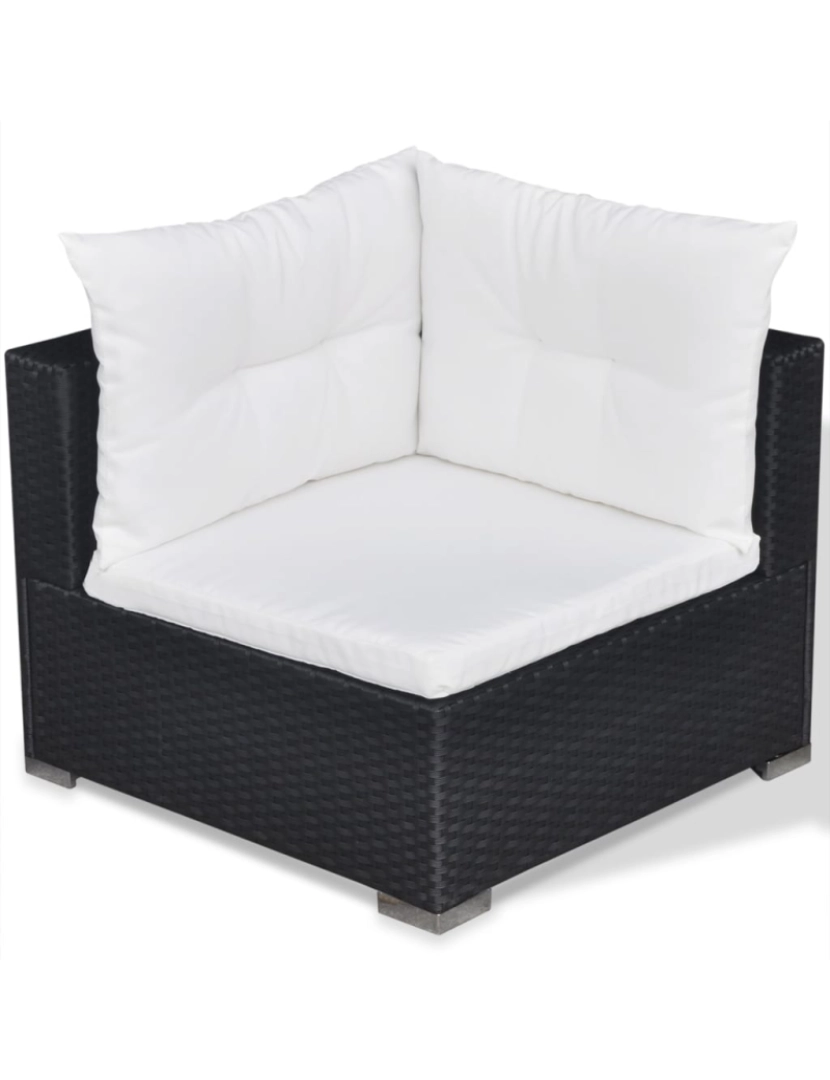 imagem de vidaXL 5 pcs conjunto lounge de jardim c/ almofadões vime PE preto10