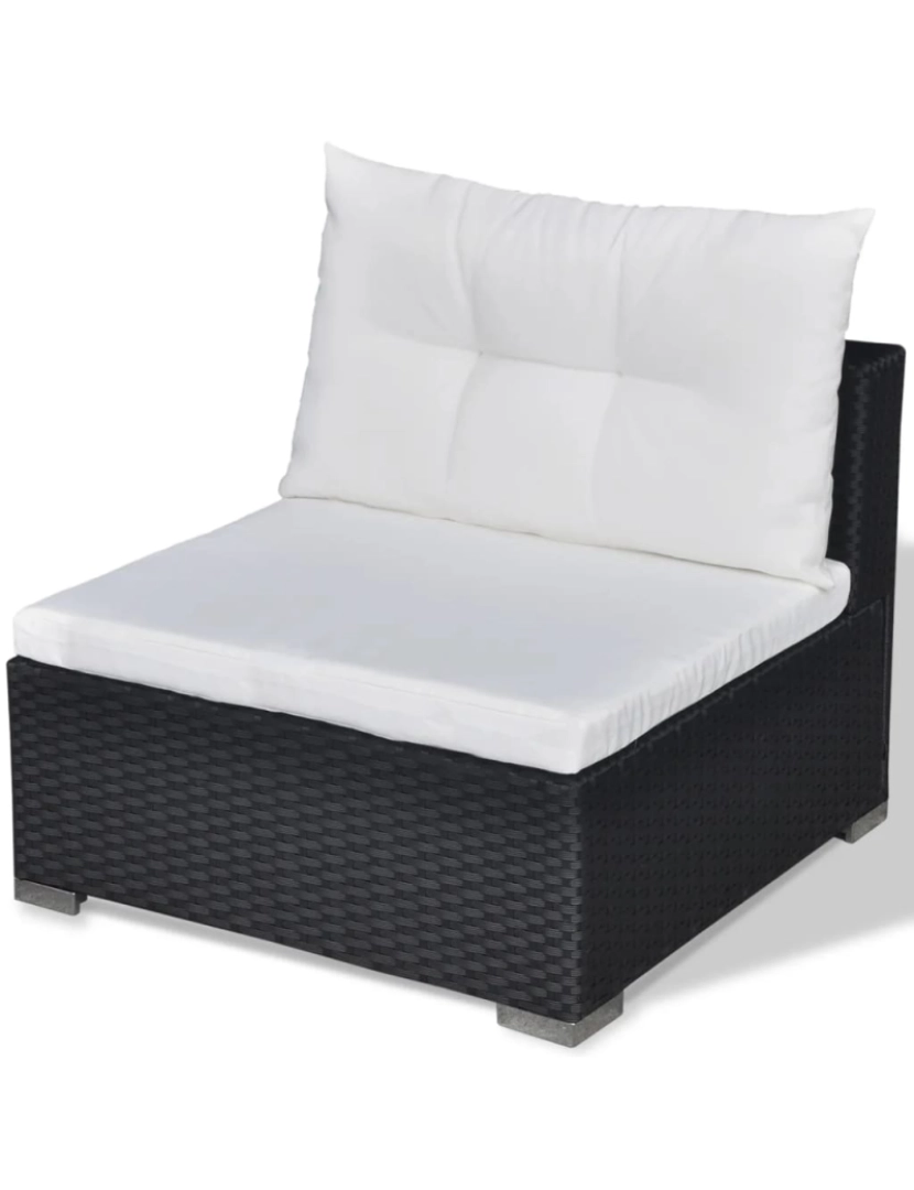 imagem de vidaXL 5 pcs conjunto lounge de jardim c/ almofadões vime PE preto11