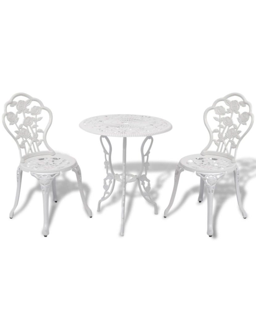 imagem de vidaXL 3 pcs conjunto bistrô alumínio fundido branco1