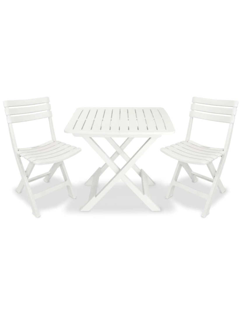 imagem de vidaXL Conjunto bistrô para jardim 3 pcs plástico branco1